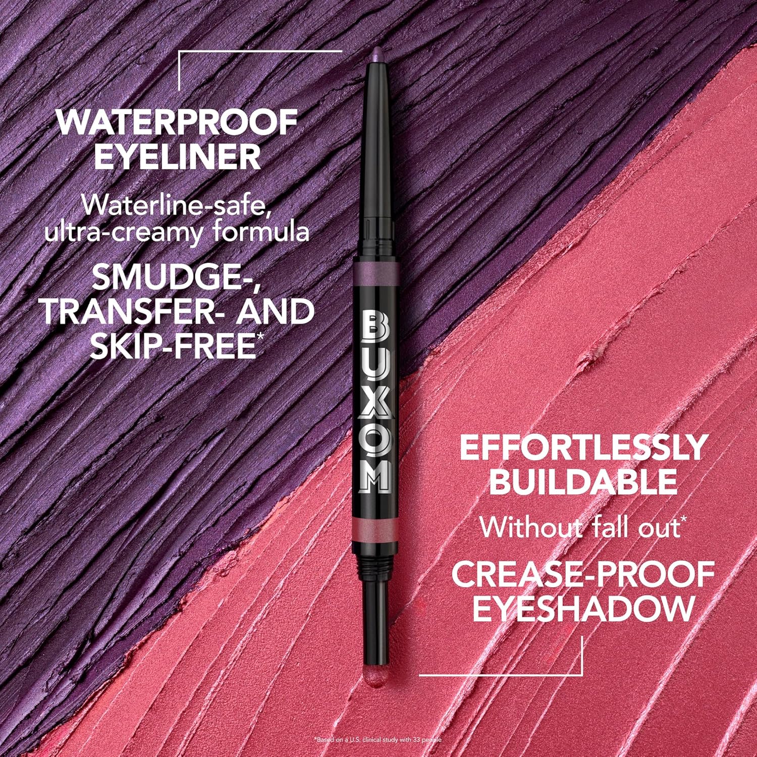 BUXOM Flip Side Dual-Ended Eyeliner & Shadow Duo, Waterline-Safe Liner & Crease-Proof Shadow, Longwear, Primer-Infused, Safe for Contact Lens Wearers, Clean Vegan Formula