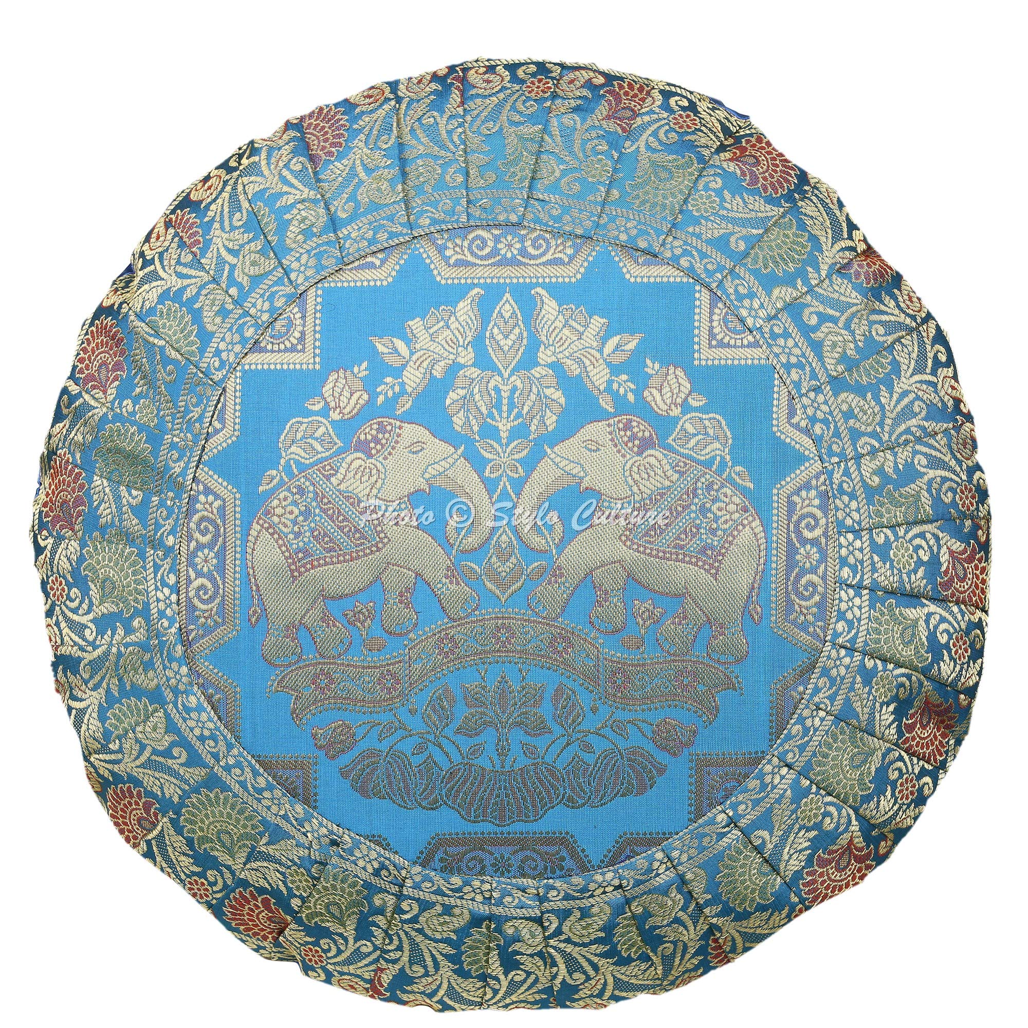 Bohemien Dekorativ Brokat Seide Couch Kissenbezüge 43x43 cm Mehrfarbig Dekokissen Jacquard-Plissee-Bordüre Schlafzimmer Sofa Kissen Bezüge Elefant Runden Kissenhullen - 8 STK.