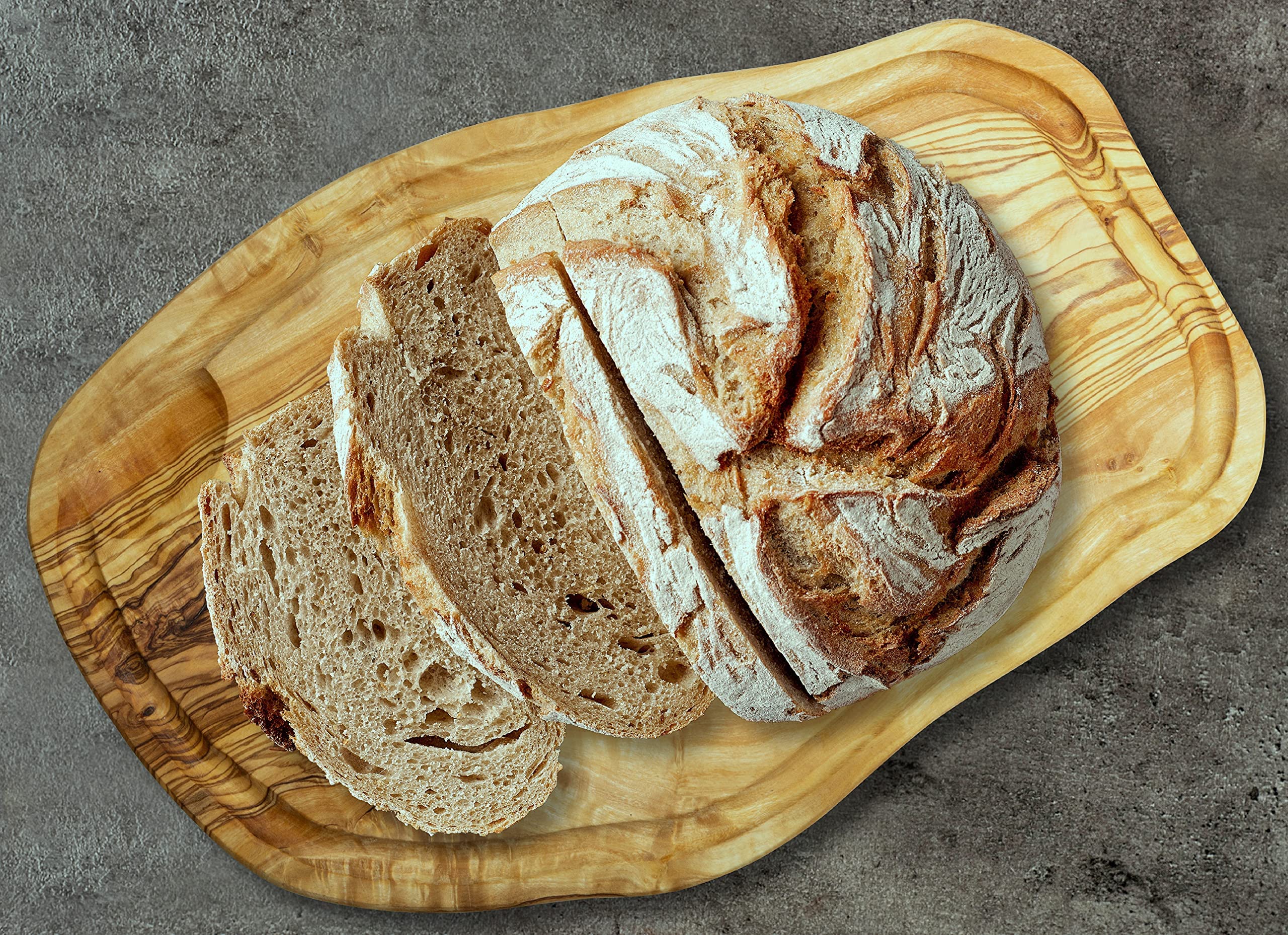 Tagliere con scanalatura in legno d'ulivo, 38-40 cm, tagliere in legno d'ulivo, tagliere da bistecca, tagliere per carne igienico, antibatterico