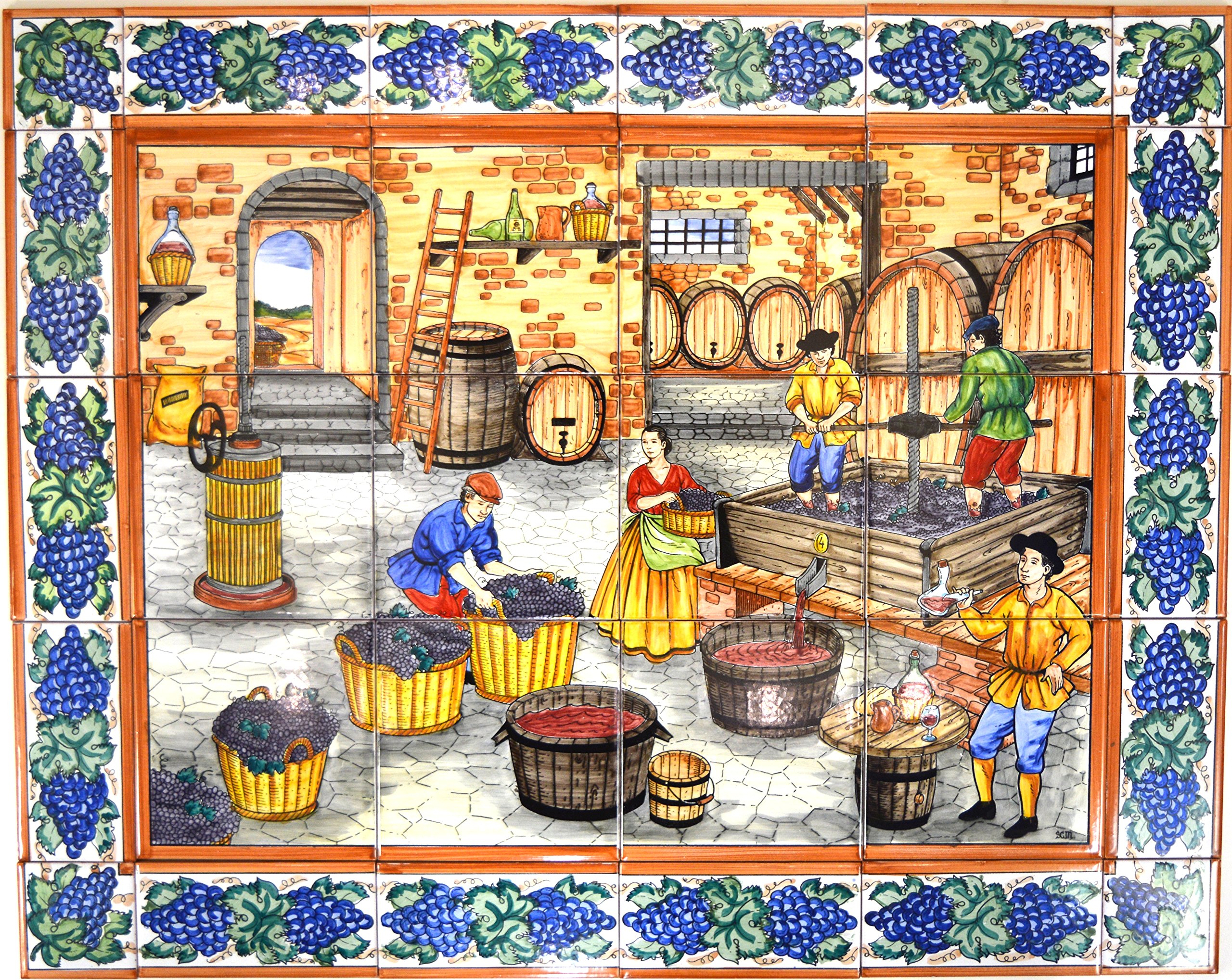 Cave à vin et vinification s'invitent dans votre salon avec ce grand mural en céramique