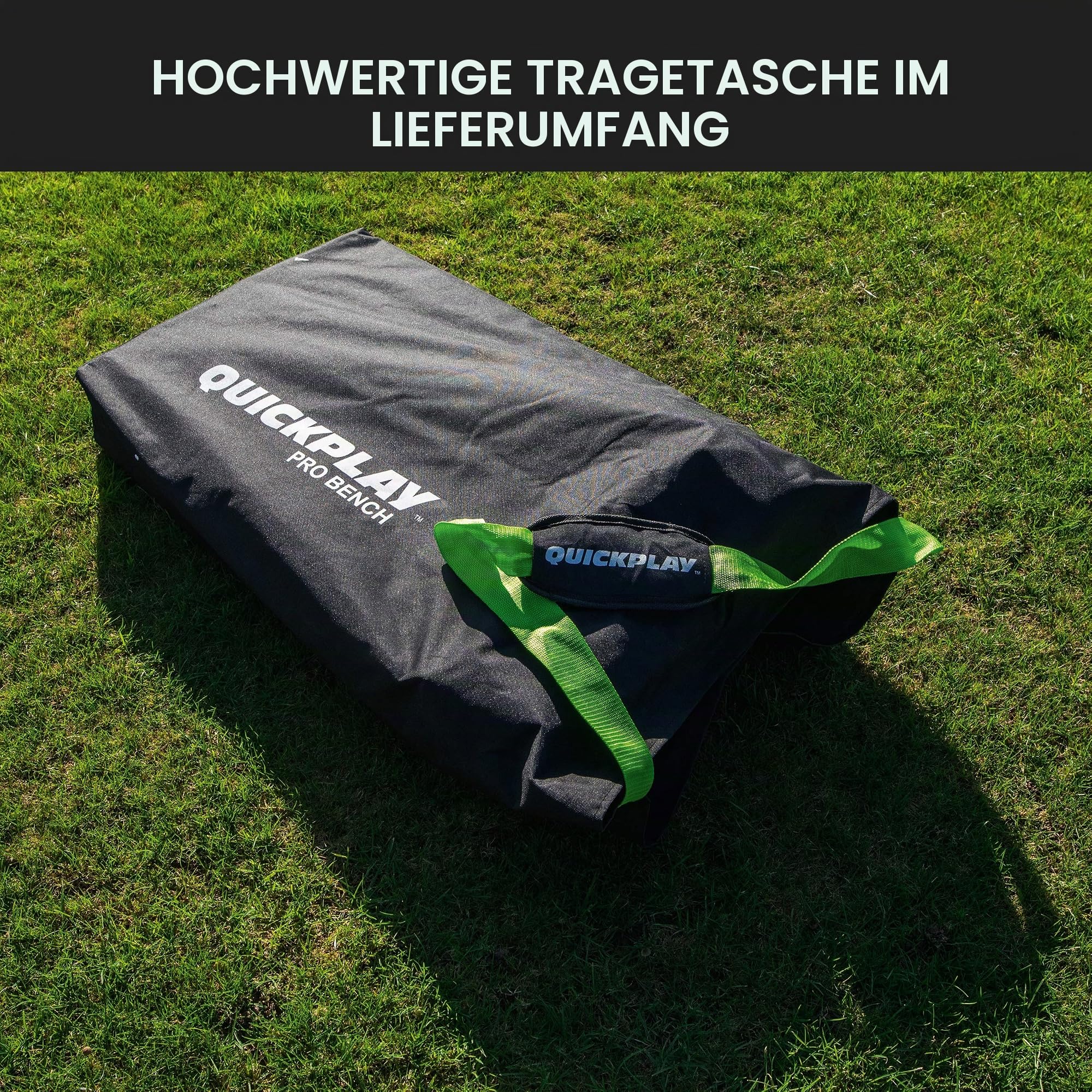 Quick Play PRO Bench Klappbare Teambank 6 Sitzer – Tragbare Seitenbank für Fußball, Faltbank mit Rückenlehne & Tragetasche, Sportbank Sitzbank für Outdoor Fussball, Aktivitäten