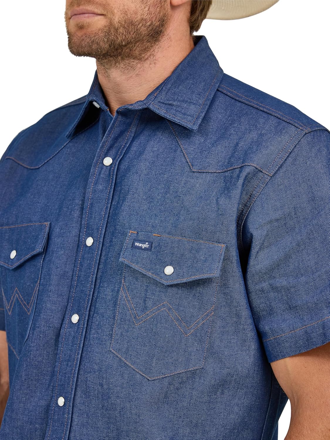 Wrangler Denim Short Sleeve Snap Shirt - Image 3
