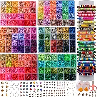 XMZCOLA Clay Beads for Bracelets Making Kit, 18800 Pcs 144 Colors 6mm Flat Polymer Heishi Beads Kit, Jewelry Making Supplies Beads,Crafts Gift Set for Christmas Party Gifts (144colors)