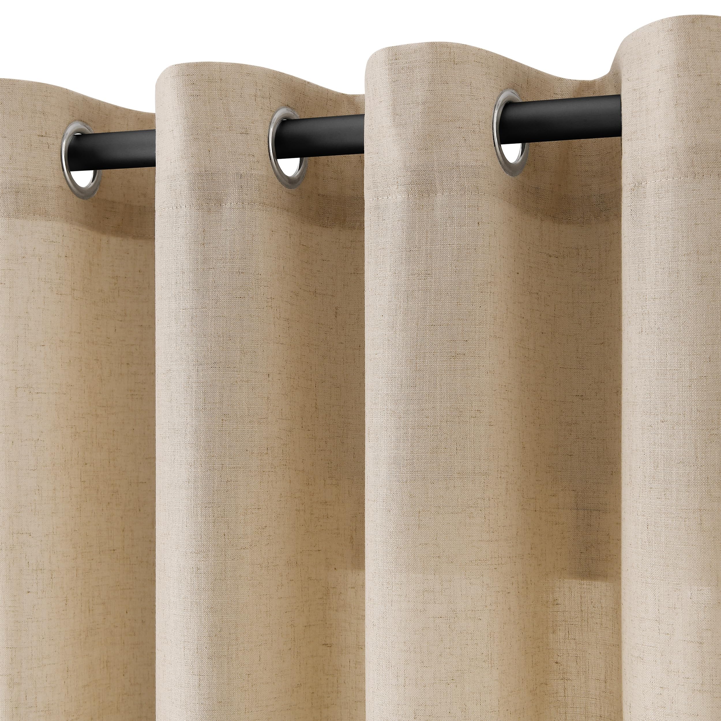 Nanspring Extra Long Linen Curtains 102 Inches Long Grommet Taupe Burlywood