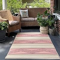 Vista 19 de Fab Habitat - Alfombra de exterior azteca, impermeable, resistente a la decoloración, sin arrugas, plástico reciclado de primera calidad, a rayas