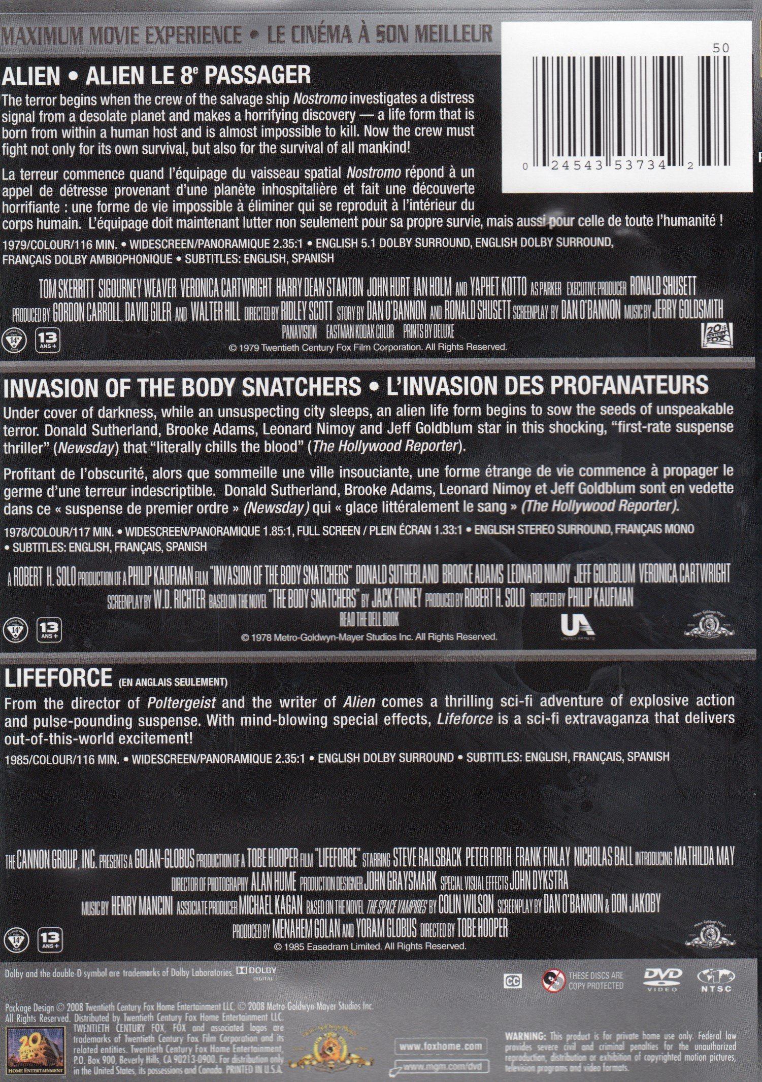 Alien / Invasion Of The Body Snatchers / LifeForce