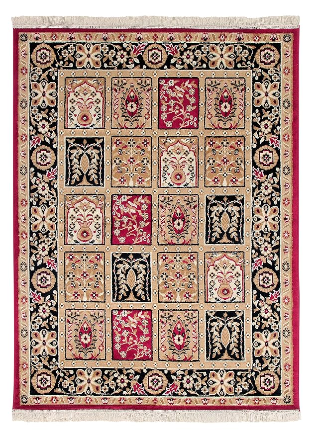 Carpet Galore Classical Boxes Design Thick Pile Soft Touch (Multiple Sizes and Colours Available) (90x150 cm (3x5 feet), Red)