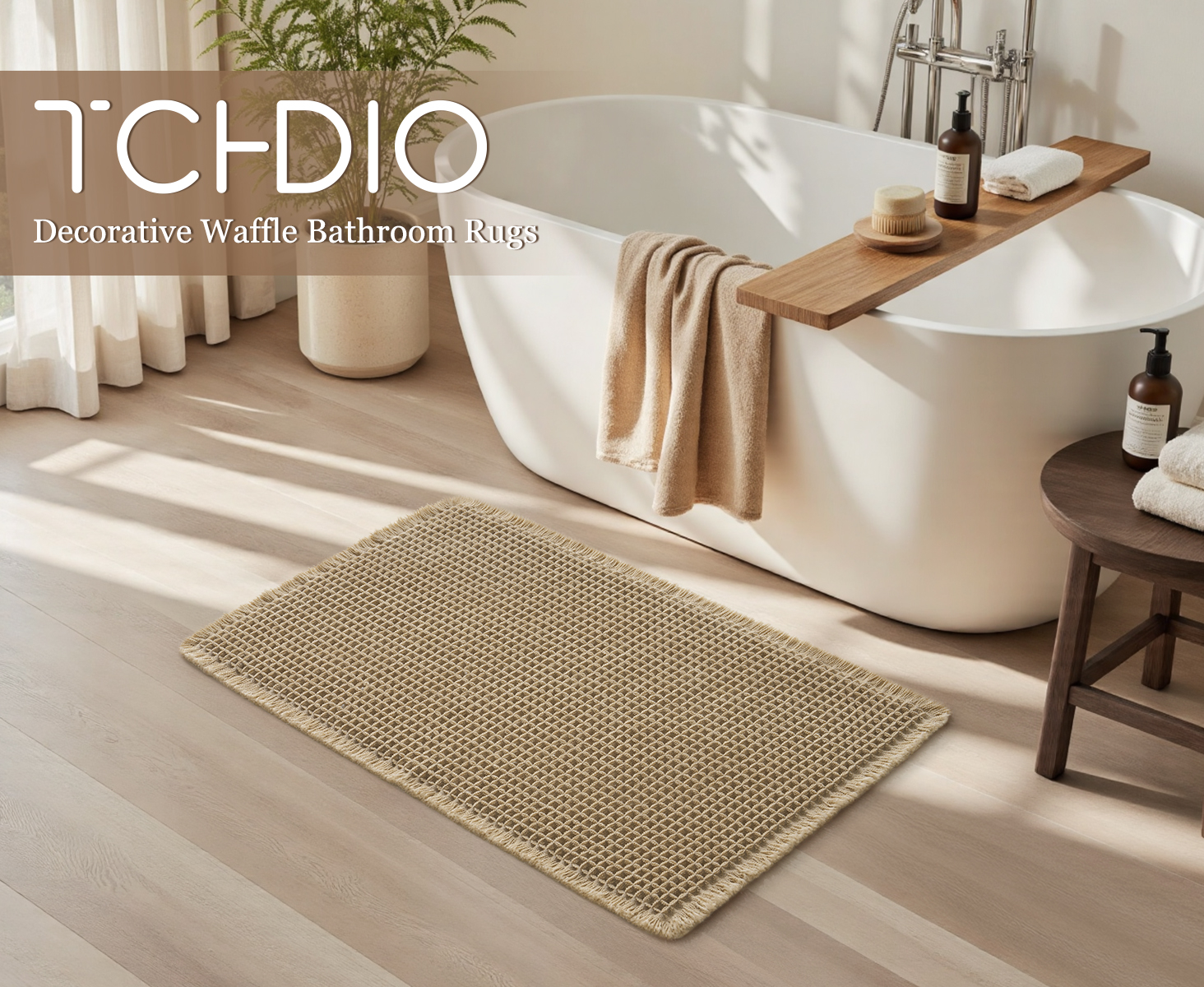 Tappetino Da Bagno DUIDY Waffle: Super Assorbente, Antiscivolo, Grigio 43x61cm, Lavabile