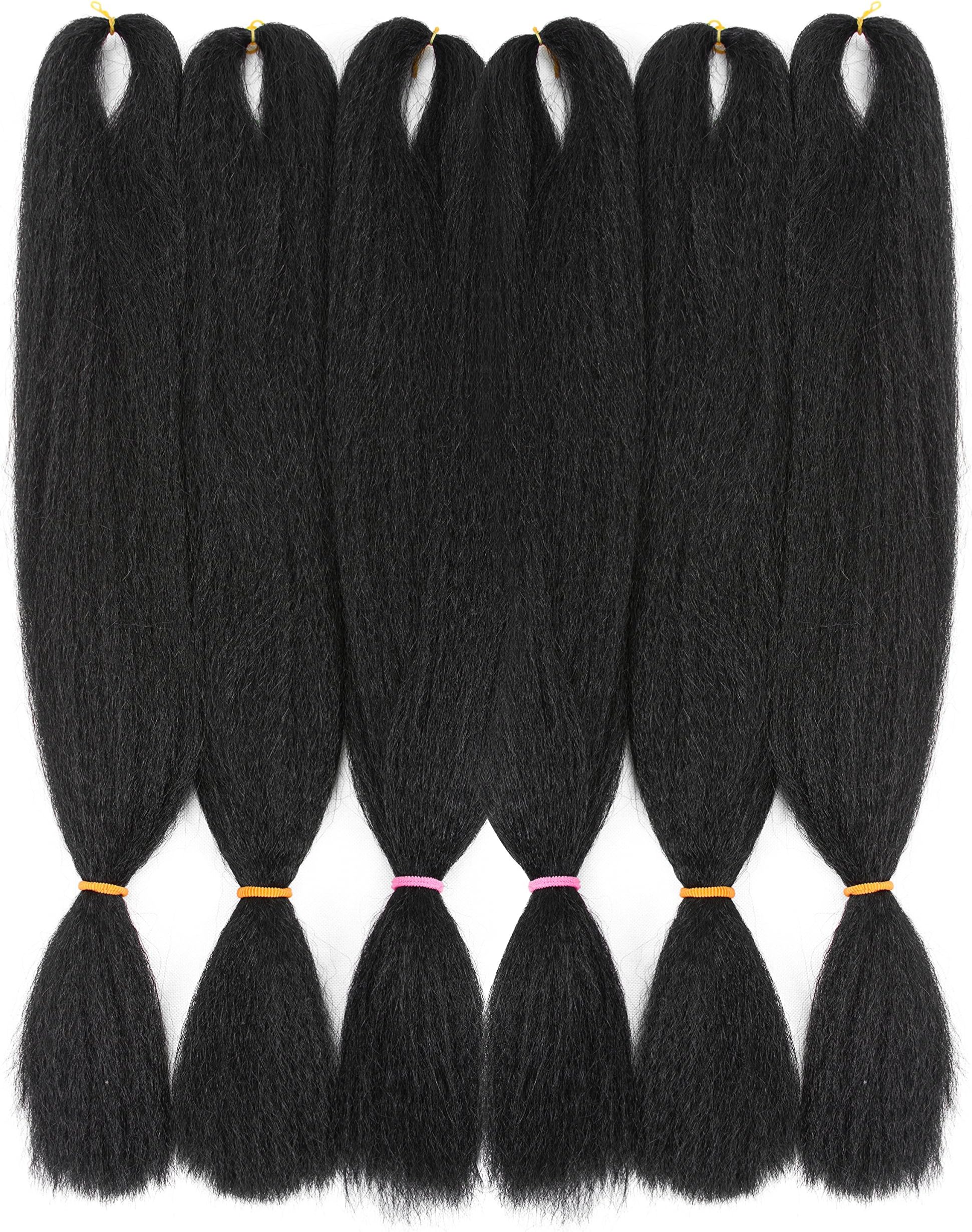 6 Pack Braiding Hair Crochet Braiding Hair Extensions Crochet Hair Braiding Hair Extensions Kanekalon Synthetic Hair 26'' 1B# (26'', 1B#)