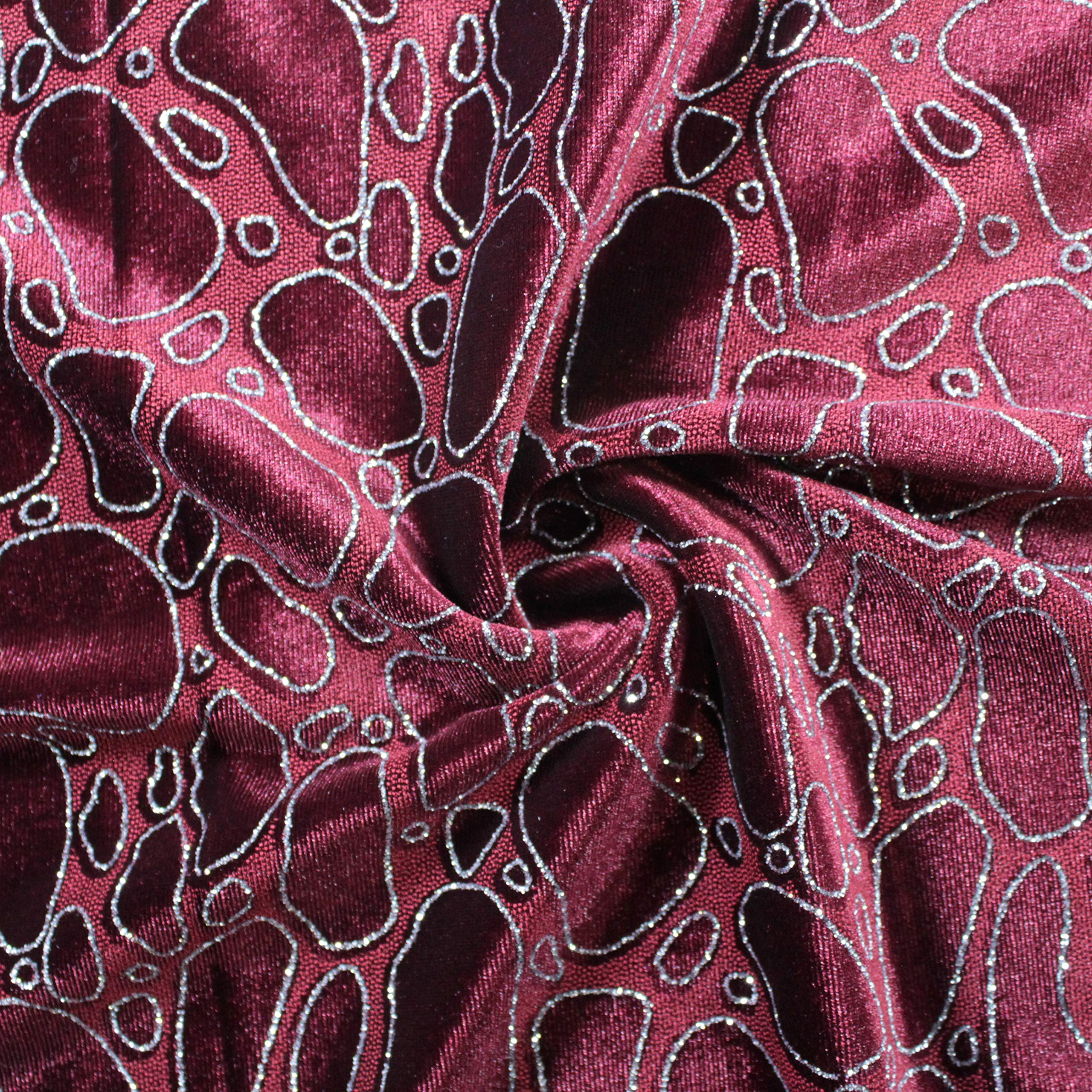 TERCIOPELO LYCRA ESTAMPADO GLITTER (BURDEOS, 5 METROS)