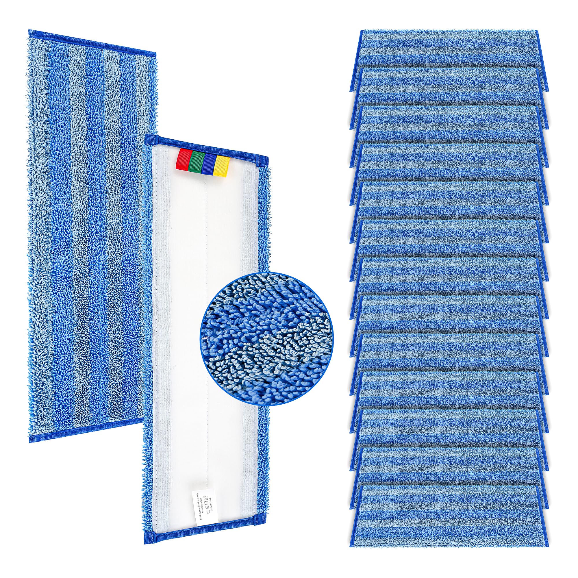 Paquete de 15 almohadillas trapezoidales de microfibra para fregonas, perfectas para fregonas de 17 a 18 pulgadas, llega a las esquinas mejor que las almohadillas estándar, recambios reutilizables