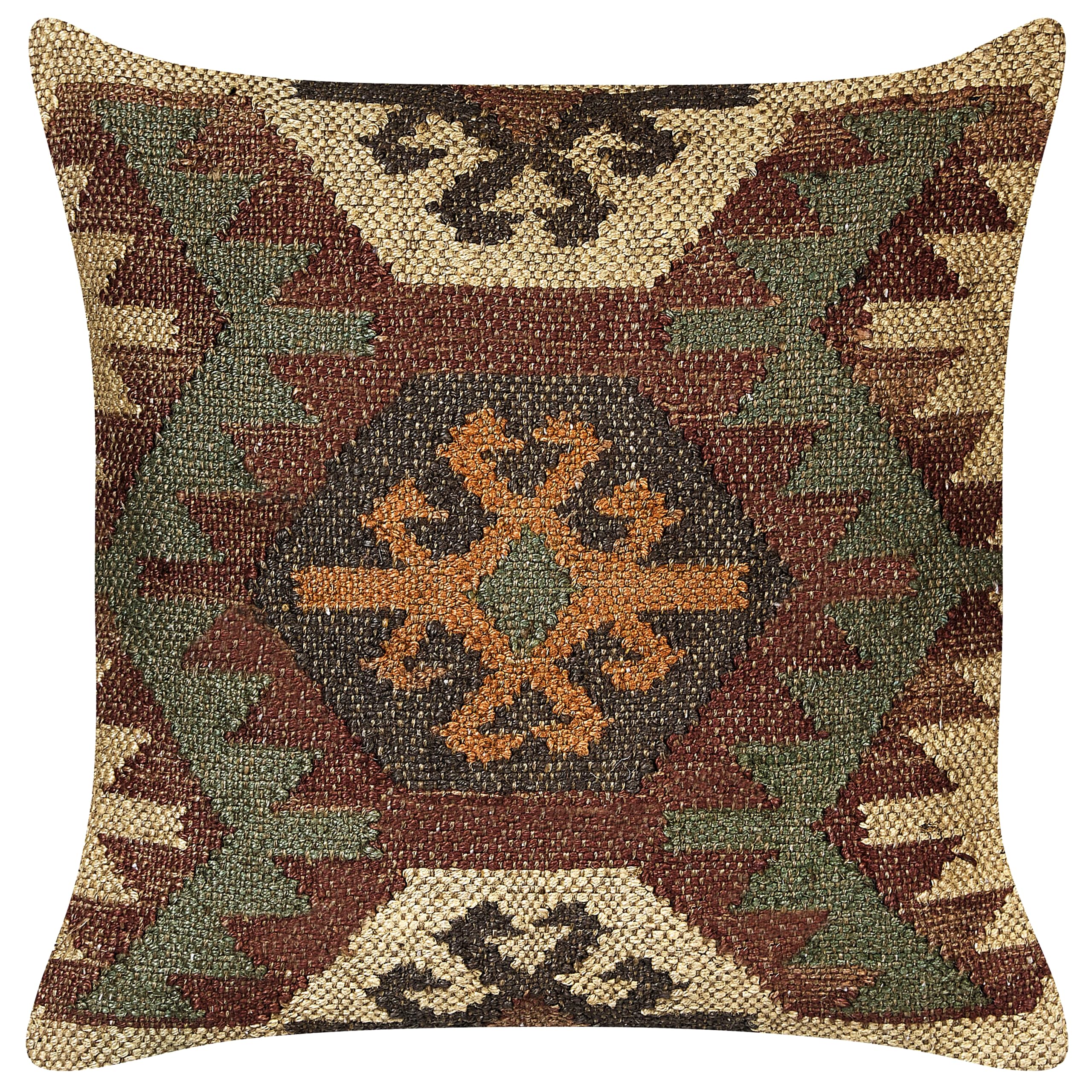 Beliani Kelim Dekokissen 2er Set Jute u. Wolle braun/bunt 45x45 cm orientalisch Arven