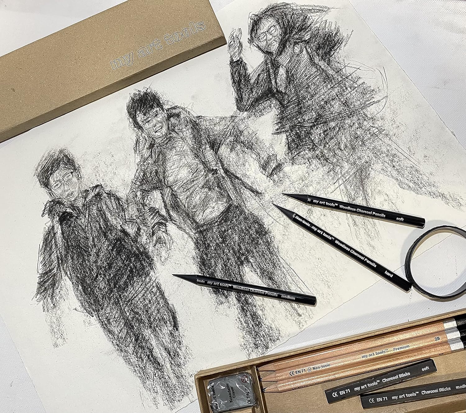 Sketch and Drawing Art Pencils - Dual pack art supplies - with charcoal and graphite pencils : Arts, Crafts & Sewing