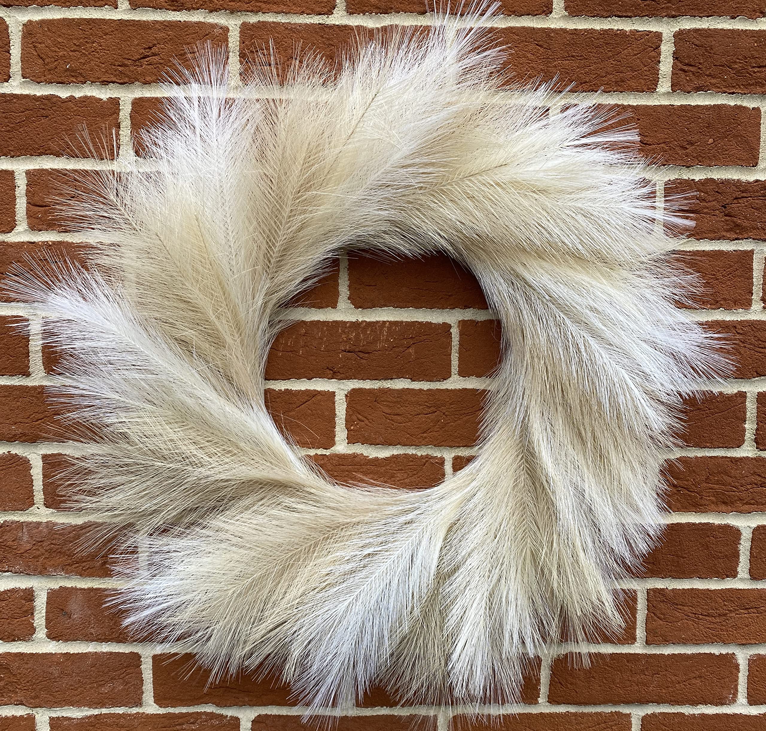ASUNFO Ghirlanda di erba della pampa da 61 cm, in stile bohémien, artificiale, per porta d'ingresso, parete, casa, matrimonio, colore: beige