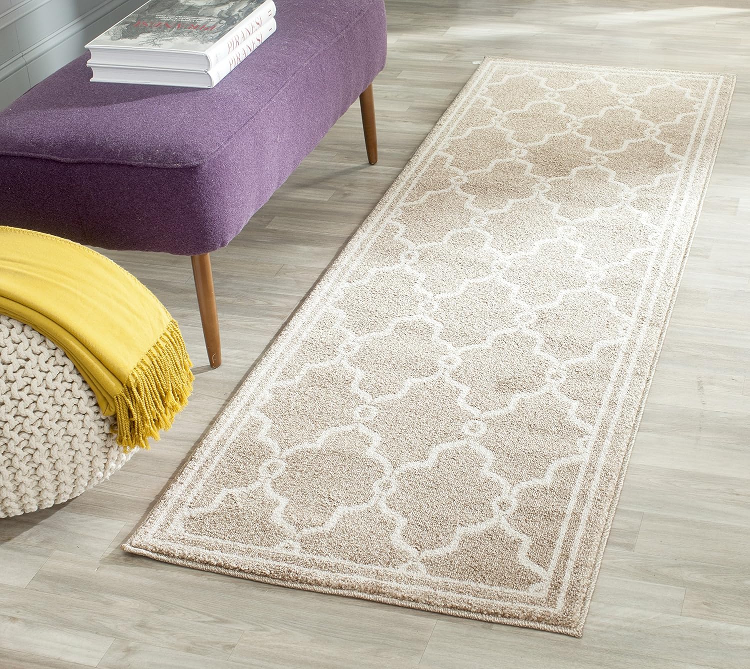 SAFAVIEH Amherst Collection Runner Rug – 2’3″ x 11′, Wheat & Beige, Trellis Design, Non-Shedding & Easy Care, Ideal for High Traffic Areas in Living Room, Bedroom (AMT414S) SAFAVIEH Amherst Collection Runner Rug – 2’3″ x 11′, Wheat & Beige, Trellis Design, Non-Shedding & Easy Care, Ideal for High Traffic Areas in Living Room, Bedroom (AMT414S)
