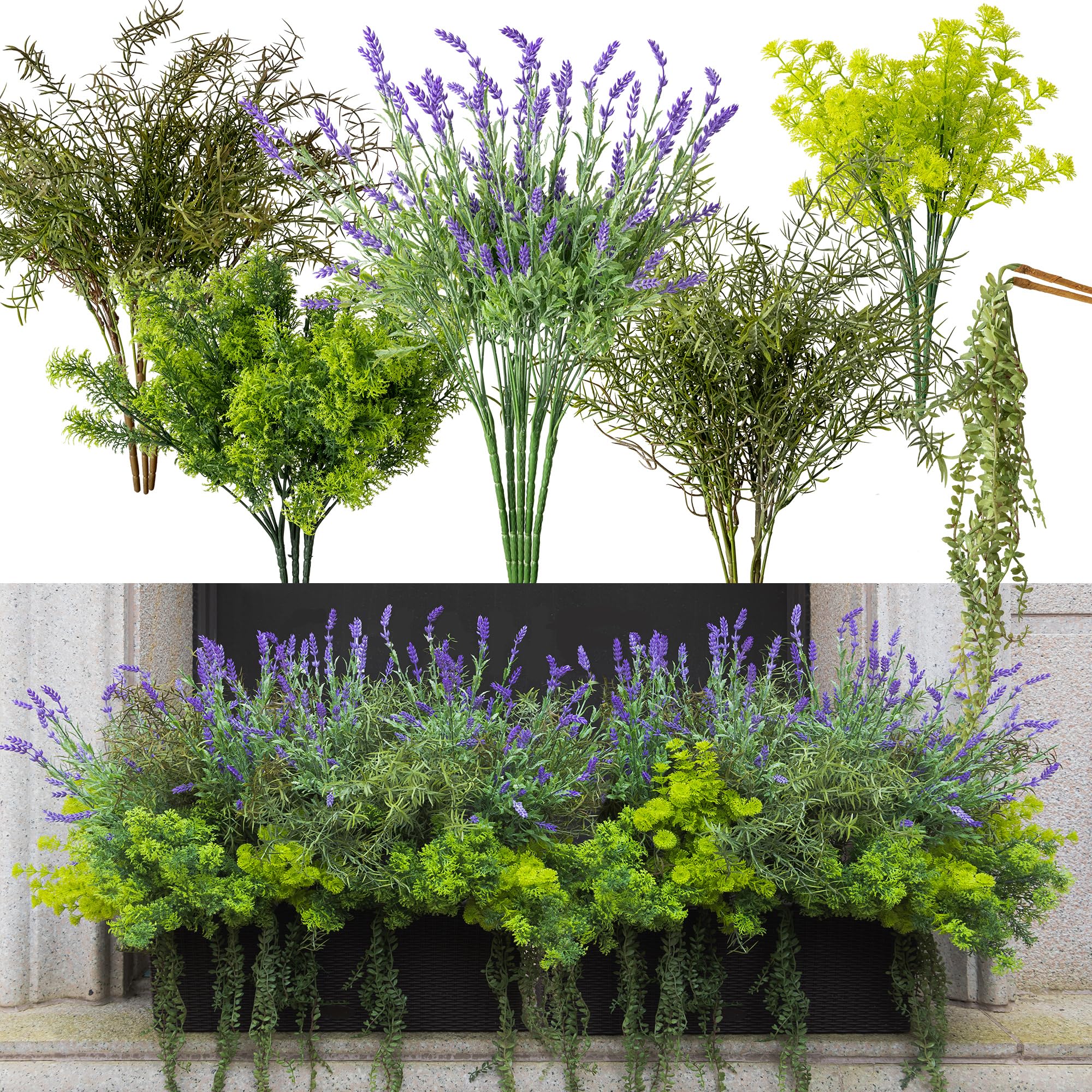 Fausse plante extérieur qui ne décolore pas : lot de 17 bouquets PARTY JOY pour porche et jardin