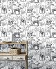 Arthouse Safari Elephant Charcoal Wallpaper - Playful, Quirky Design - Artistic Elephant Effect on a Contrasting Background - On-Trend Palm Print - Vinyl for Durability - 53 cm x 10.05 m Roll - 296700