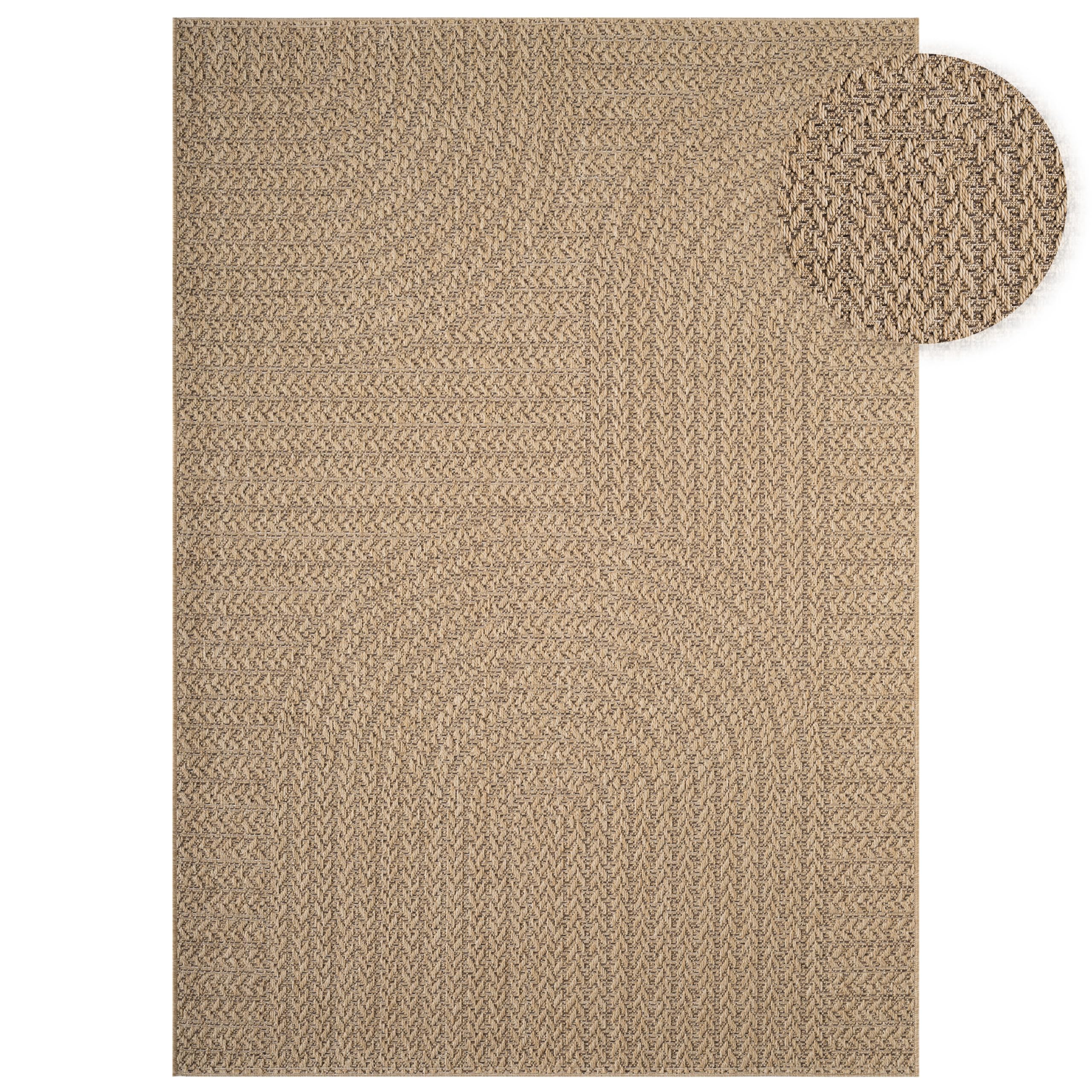 Paco Home Outdoor Teppich Wetterfest, moderner Jute-Look in natürlicher Sisal Optik, Robust, ideal für Terrasse Wohnzimmer & Küche, Grösse:160x230 cm, Farbe:Beige 5