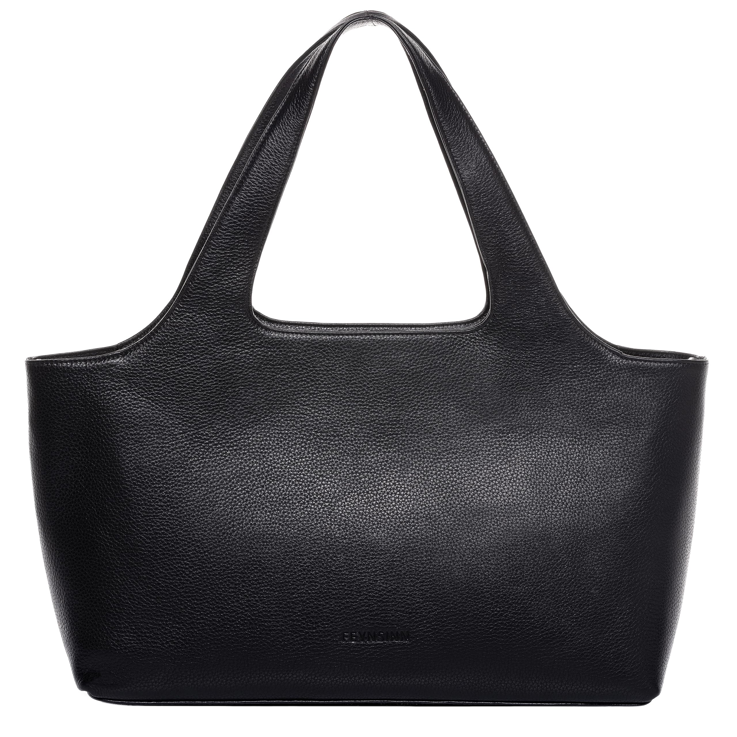 FEYNSINNtop-Handle Tote Bag NEA Large Shoulder Bag Real Leather Handbag Leather Bag Women´s Bag Black