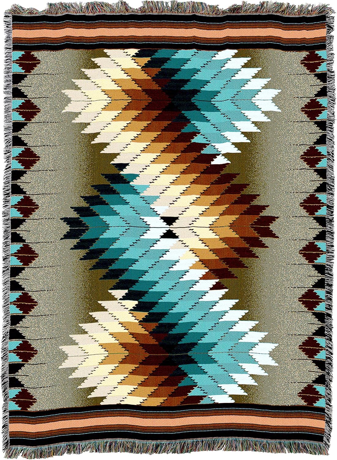 Pure Country Weavers Whirlwind Smoke Blanket XL - Southwest Native American Inspired - Gift Tapestry Throw Woven from Cotton - Made in The USA (82x62)