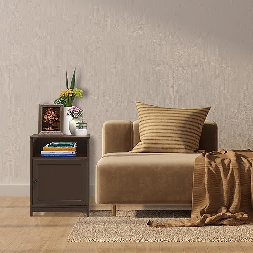 Miniatura 4 de SHW Mesa auxiliar con estante y almacenamiento, color espresso