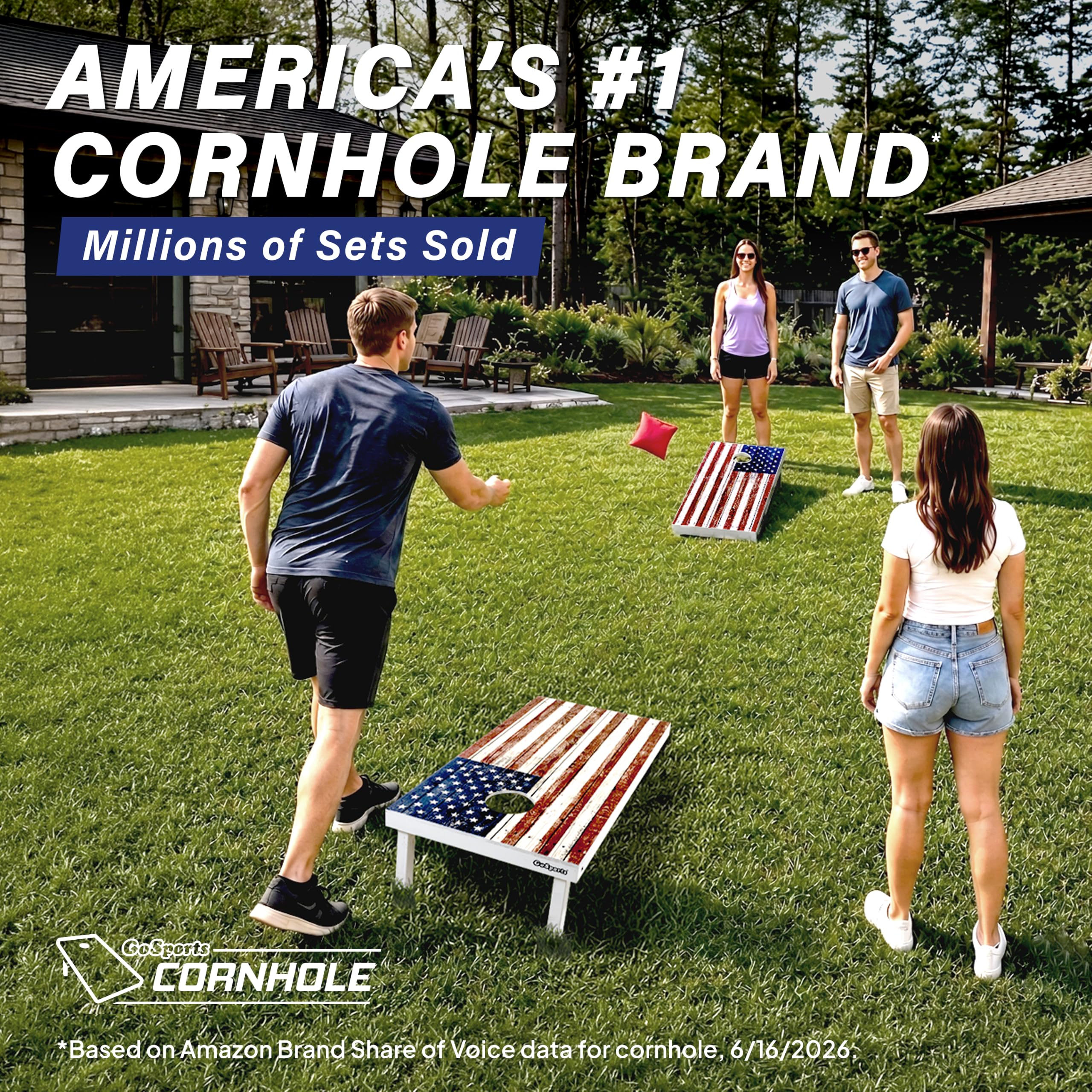 GoSports Classico set Cornhole – Contiene 8 pouf, custodia da viaggio e regole di gioco (a scelta stile)