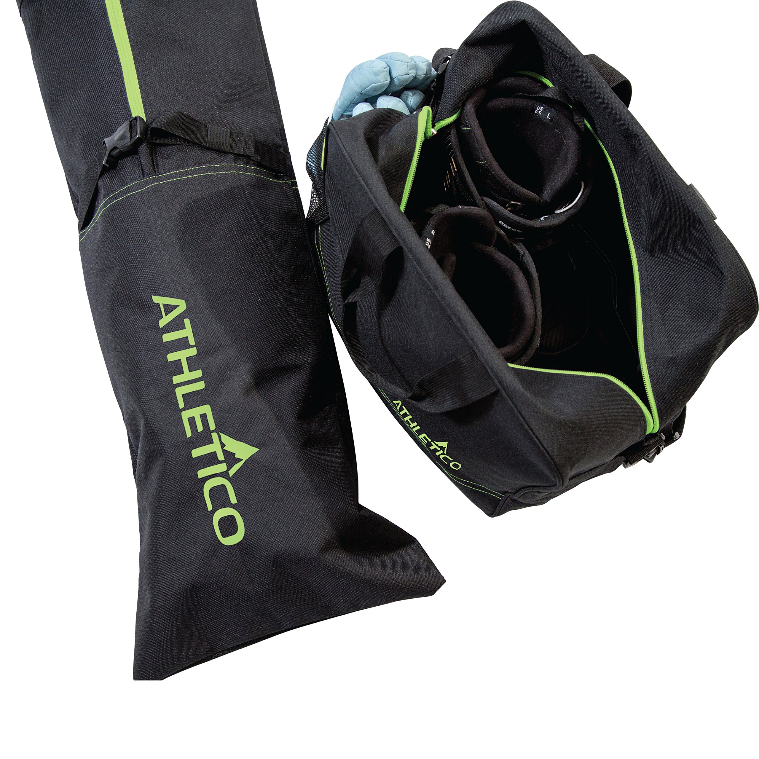 Athletico zweiteiliges Ski und Boot Bag Combo | Store & Transport Ski bis 200 cm und Stiefel bis Größe 13 | inkl. 1 Ski Bag & 1 Ski Boot Bag