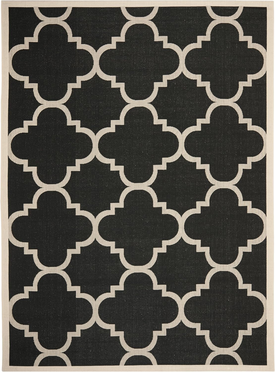 SAFAVIEH Washable Rug Outdoor Courtyard Collection - 8' x 10', Black & Beige, Non-Shedding & Easy Cleaning, Ideal for Patio, Backyard, Mudroom, DIning Space (CY6243-266)