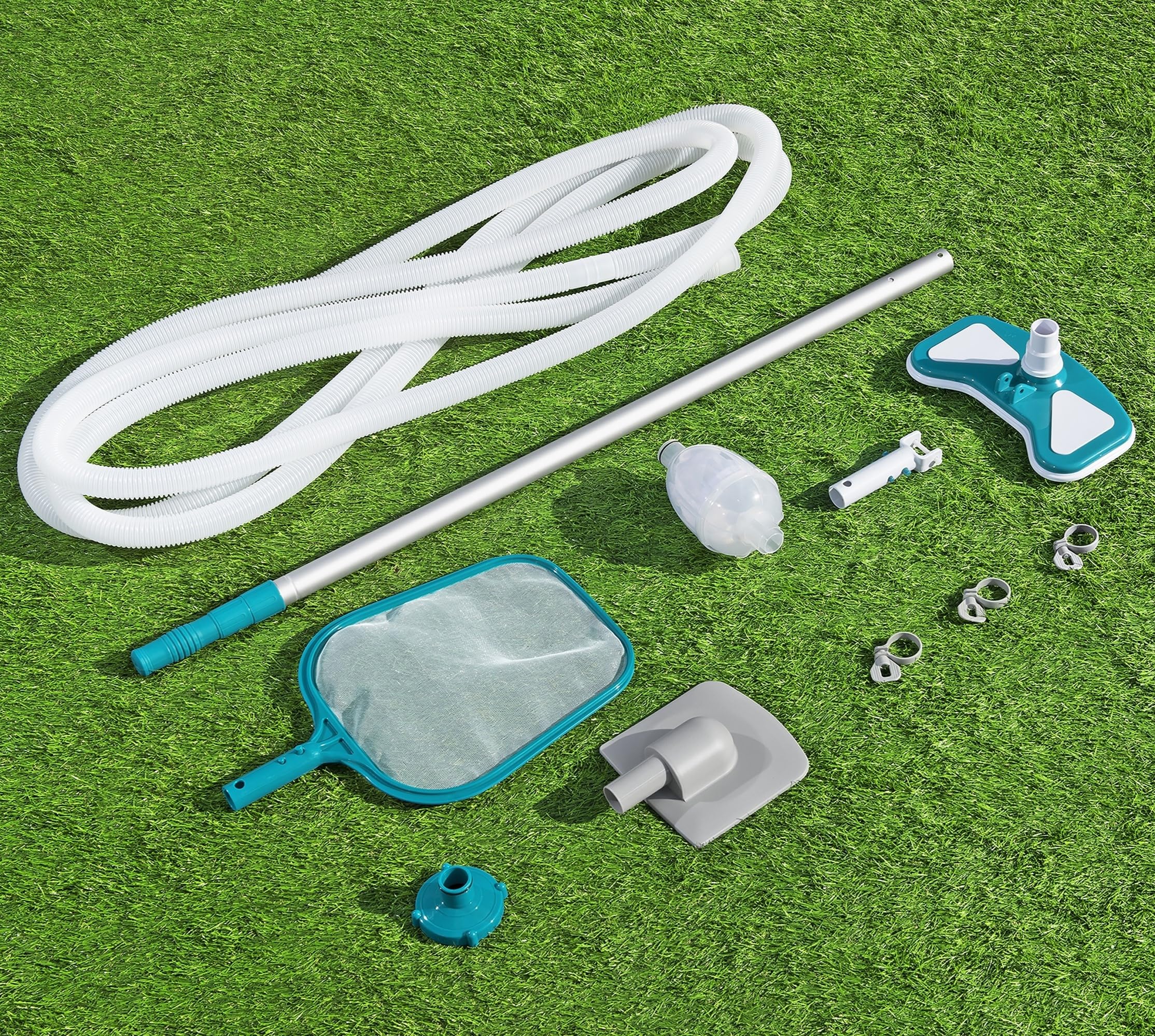 Bestway 58234 Pool - Reinigungsset Vakuum-Sauger und Kescher Blau 280 x 27 x 2.5 cm