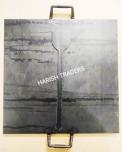 Harish - Pure Iron Double Handle TAWA -15 INCH * 15 INCH / Big Square with Double Handle ( Iron, 15 INCH, Black)