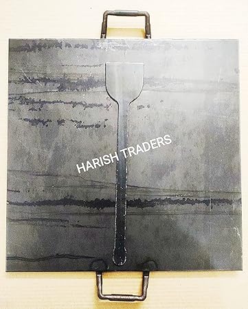 Harish - Pure Iron Double Handle TAWA -15 INCH * 15 INCH / Big Square with Double Handle ( Iron, 15 INCH, Black)