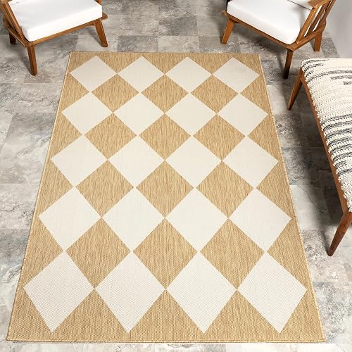 nuLOOM Sabina Tan Trellis Power Loomed Indoor/Outdoor Area Rug, 4' x 6'