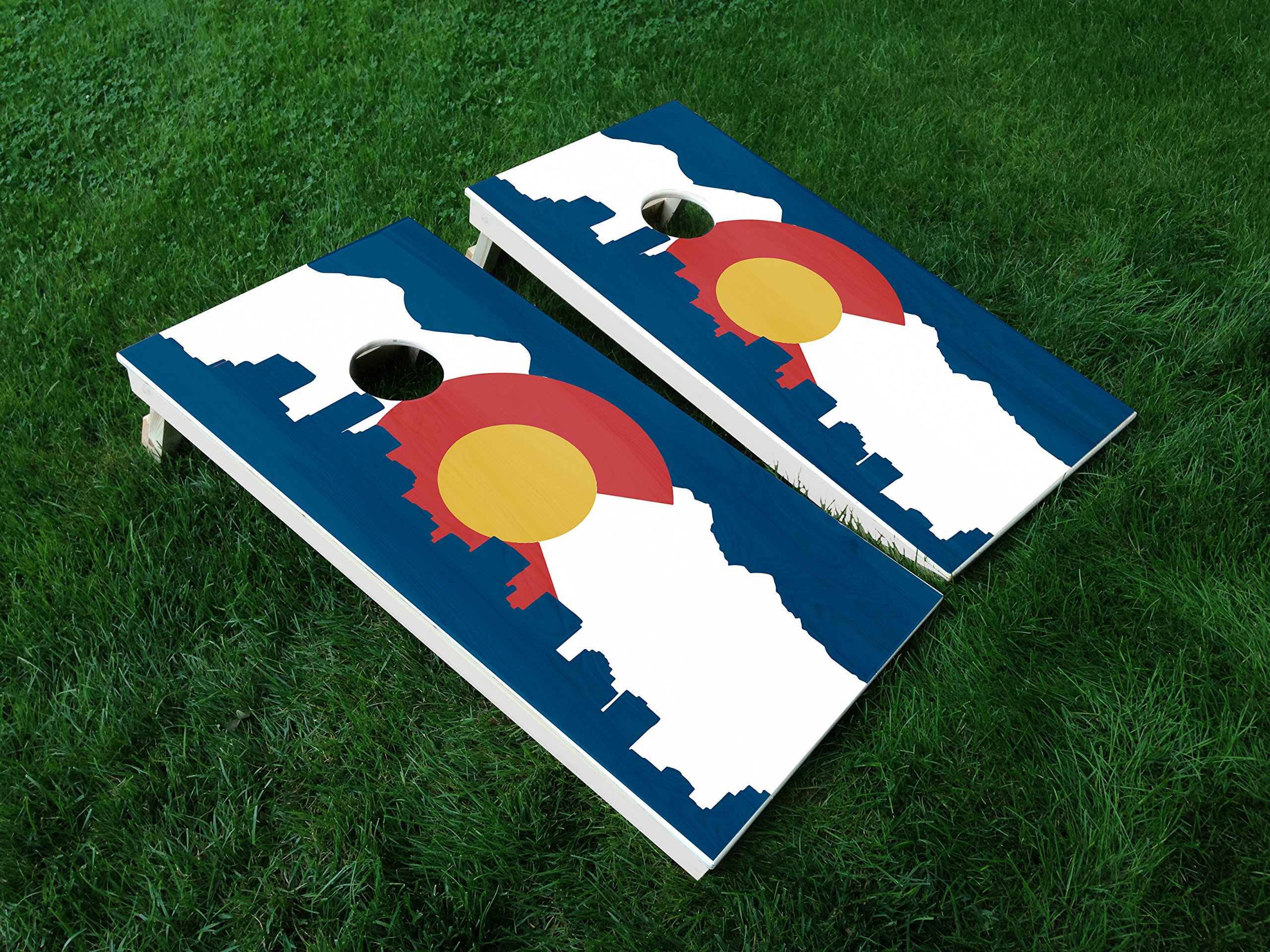 Distressed Colorado 09 Colorado State Flag Cornhole WRAP Set Vinyl Board Decal Baggo Bag Toss Boards * Made in The USA *