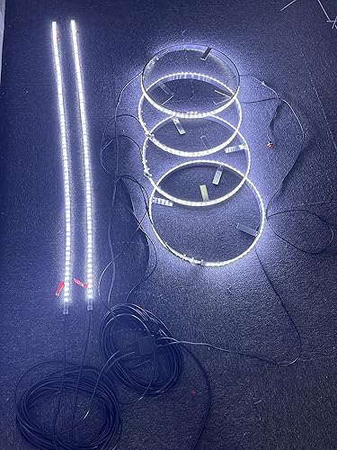 Miniatura 2 de Sando Tech - Juego de 4 luces LED de anillo de rueda de 17.5 pulgadas de color blanco puro + 2 luces subterráneas de 6.5 pies, sincronizan arnés de