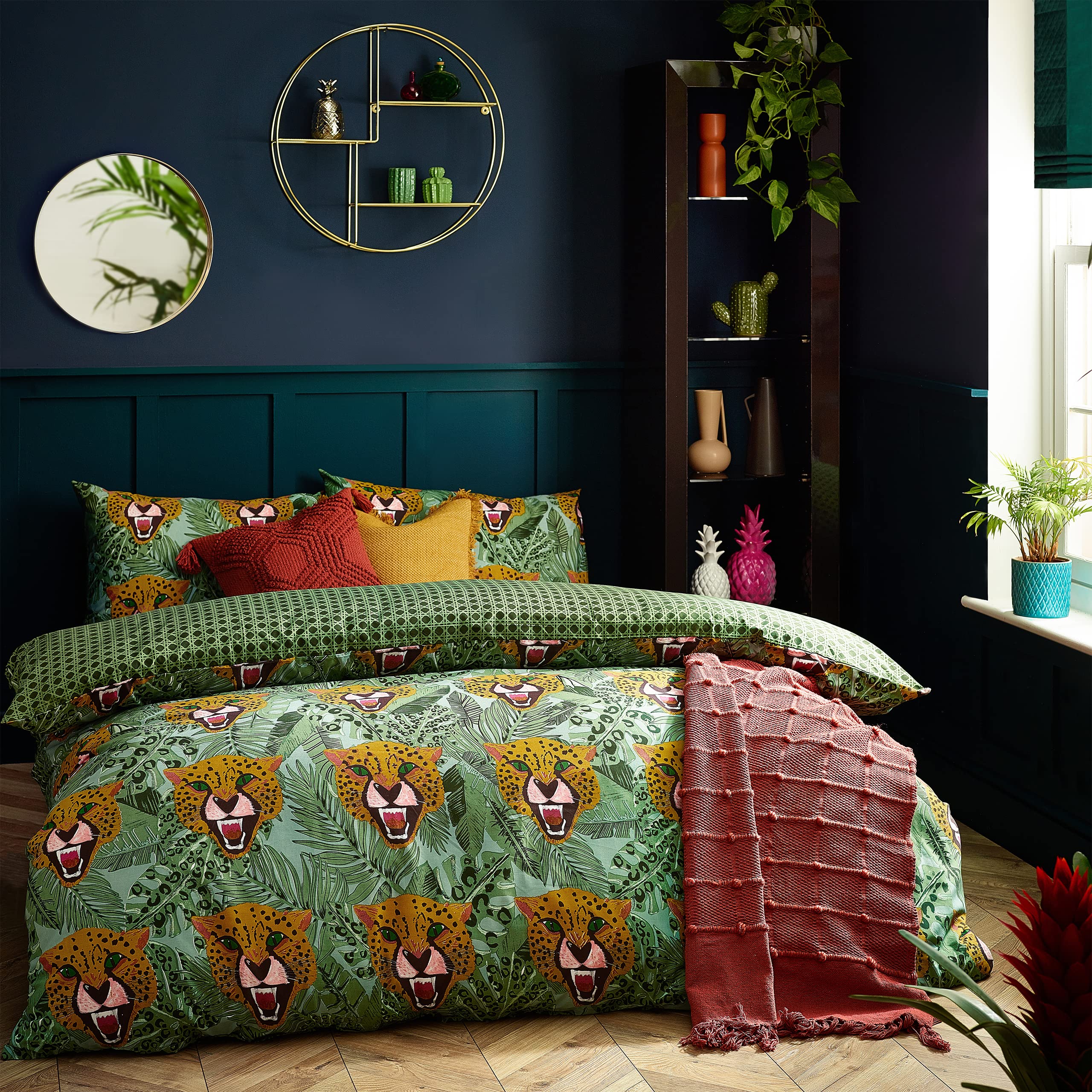 Furn Untamed Tropical Cheetah King Duvet Cover Set - Green