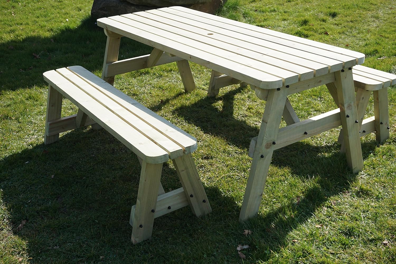 Buy Victoria Compact Rounded Wooden Picnic Table and Benches Set, Space
