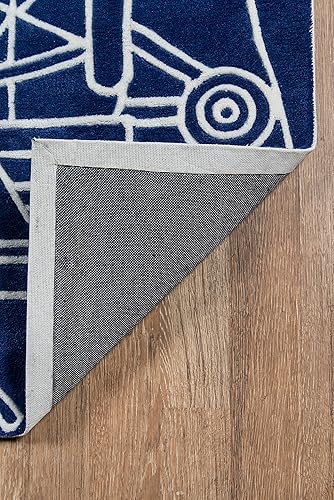 Miniatura 4 de Momeni Rugs Lil' Mo Hipster Collection, alfombra de área con temática infantil tallada a mano y copetuda, 2 x 3 pies, azul marino