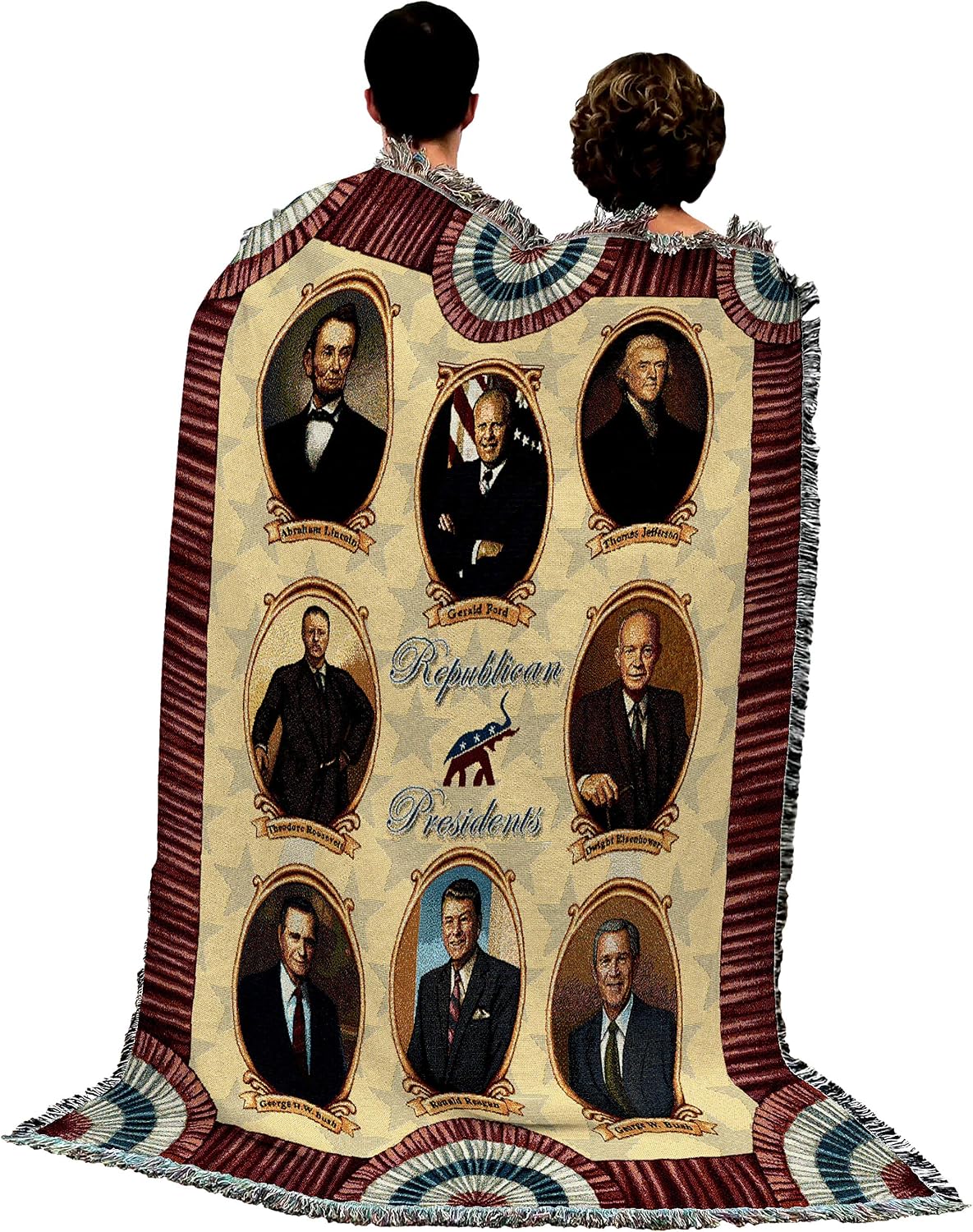 Pure Country Weavers Great Republicans 2 Blanket - Lincoln Ford FD Roosevelt T Roosevelt Eisenhower GHW Bush Reagan GW Bush - Gift Tapestry Throw Woven from Cotton - Made in The USA (72x54)