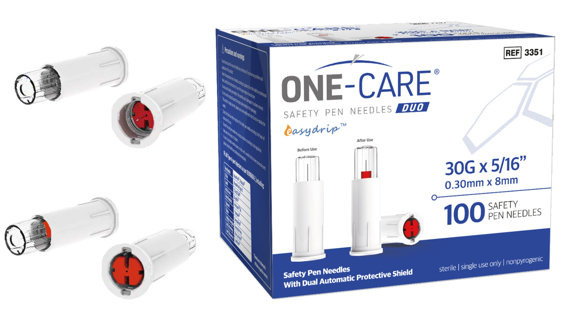 Amazon.com: ONE-CARE Duo Safety Pen Tips 30G x 5/16'' (8mm), Dual