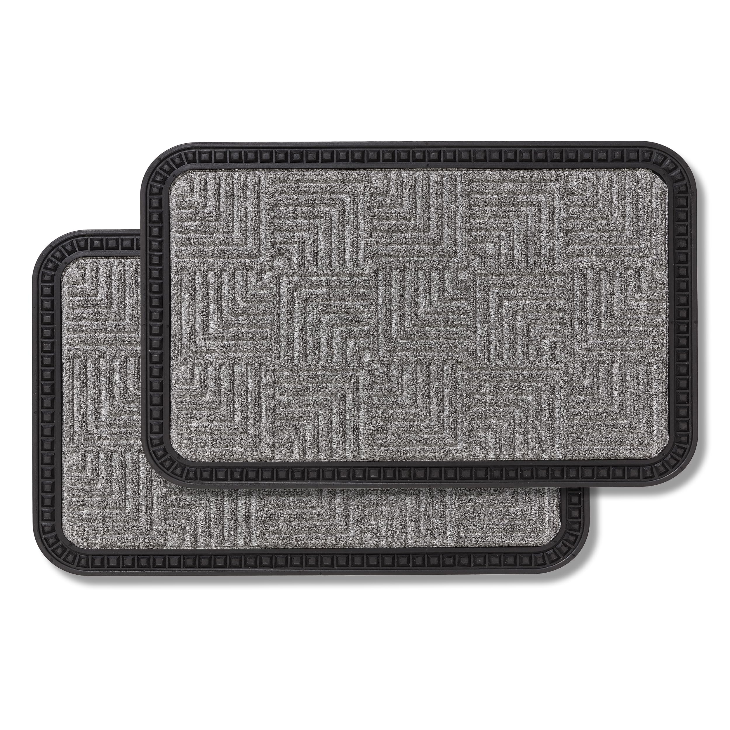 Carpido Paillasson Extérieur & Intérieur - Set de 2 50x80 cm - Argent Motif - Tapis de Porte antidérapant - Tapis de propreté résistant - extérieur Marches