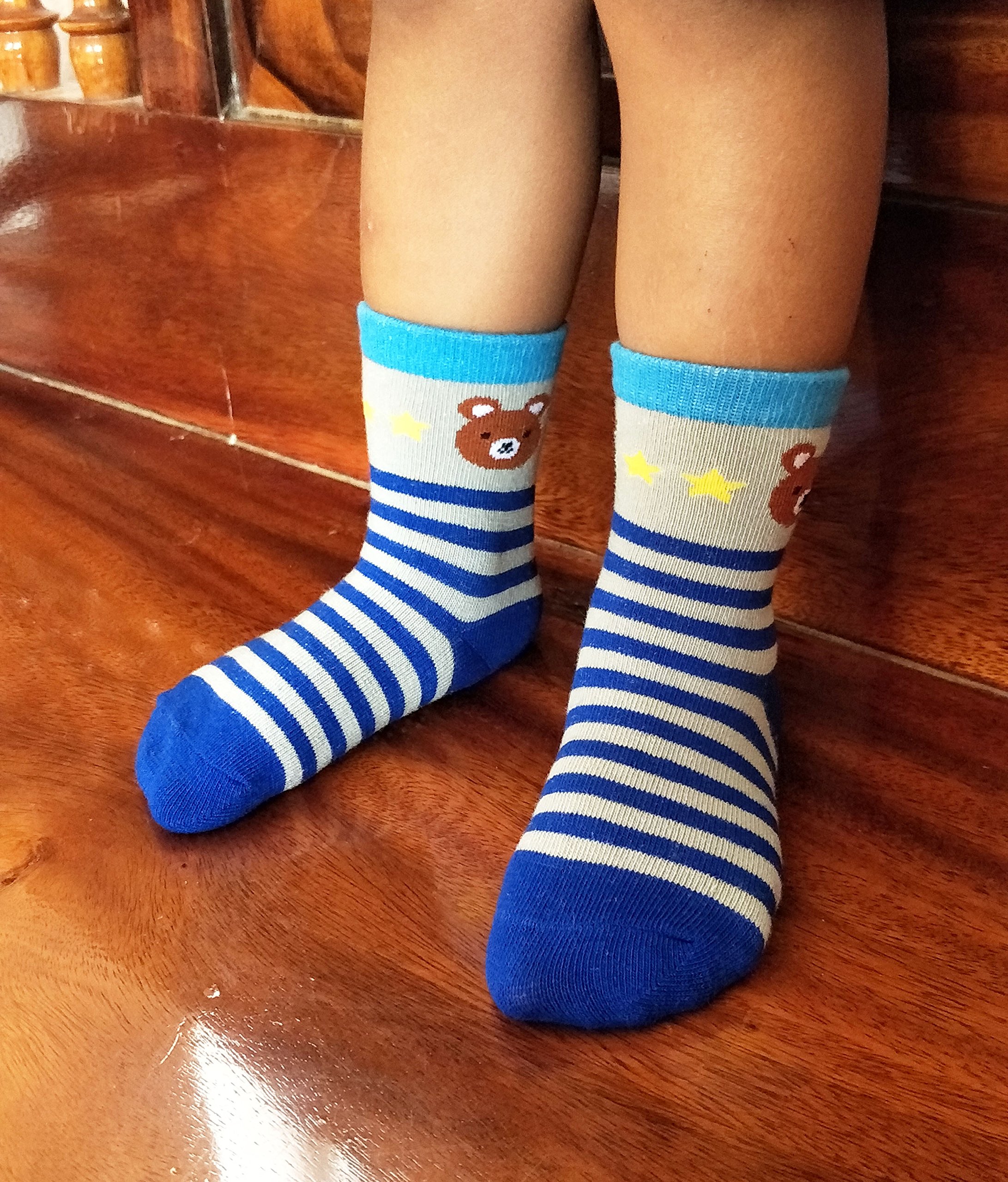 RATIVE Non Skid Anti Slip Crew Socks With Grips for Baby Infant Toddlers Kids Boys, 12-pairs/Rb-71518, 3-5T 2