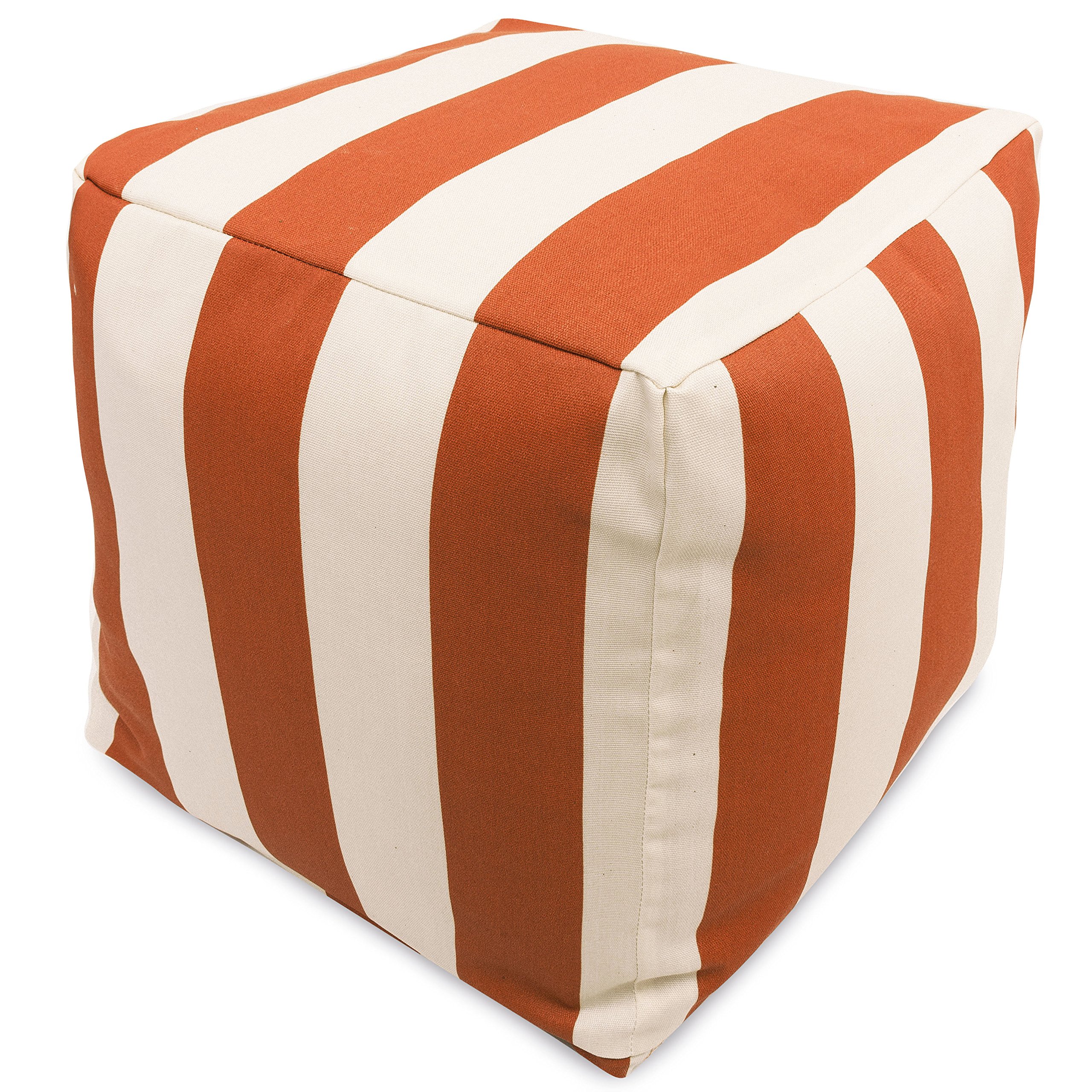 Majestic Home Goods Vertical Stripes Indoor/Outdoor Stuffed 17x17x17 Inches-Bean Bag Floor Foot Rest–Sitting Pouf Chair for Living Room–Nursery Pillow Ottoman, 17