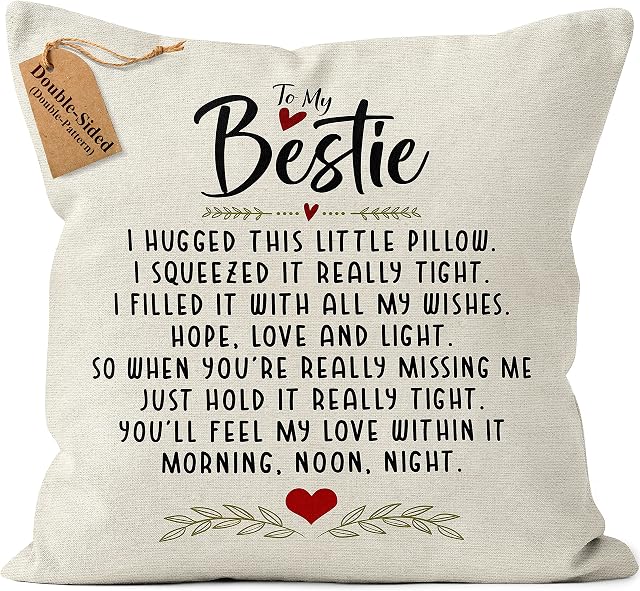 Kies HOME®(Double-Sided) Bestie Friend Gifts for Women Birthday Gift Cushion Cover 18x18 Inch Birthday Gift Friendship Gifts for Women and Men Gift Ideas for Women Personalised Pillow Cover Populer