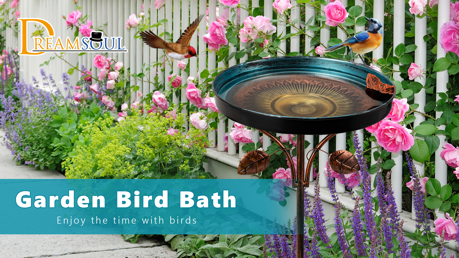 Amazon.com: DREAMSOUL 38 Inch Bird Bath with 5 Prongs Stake
