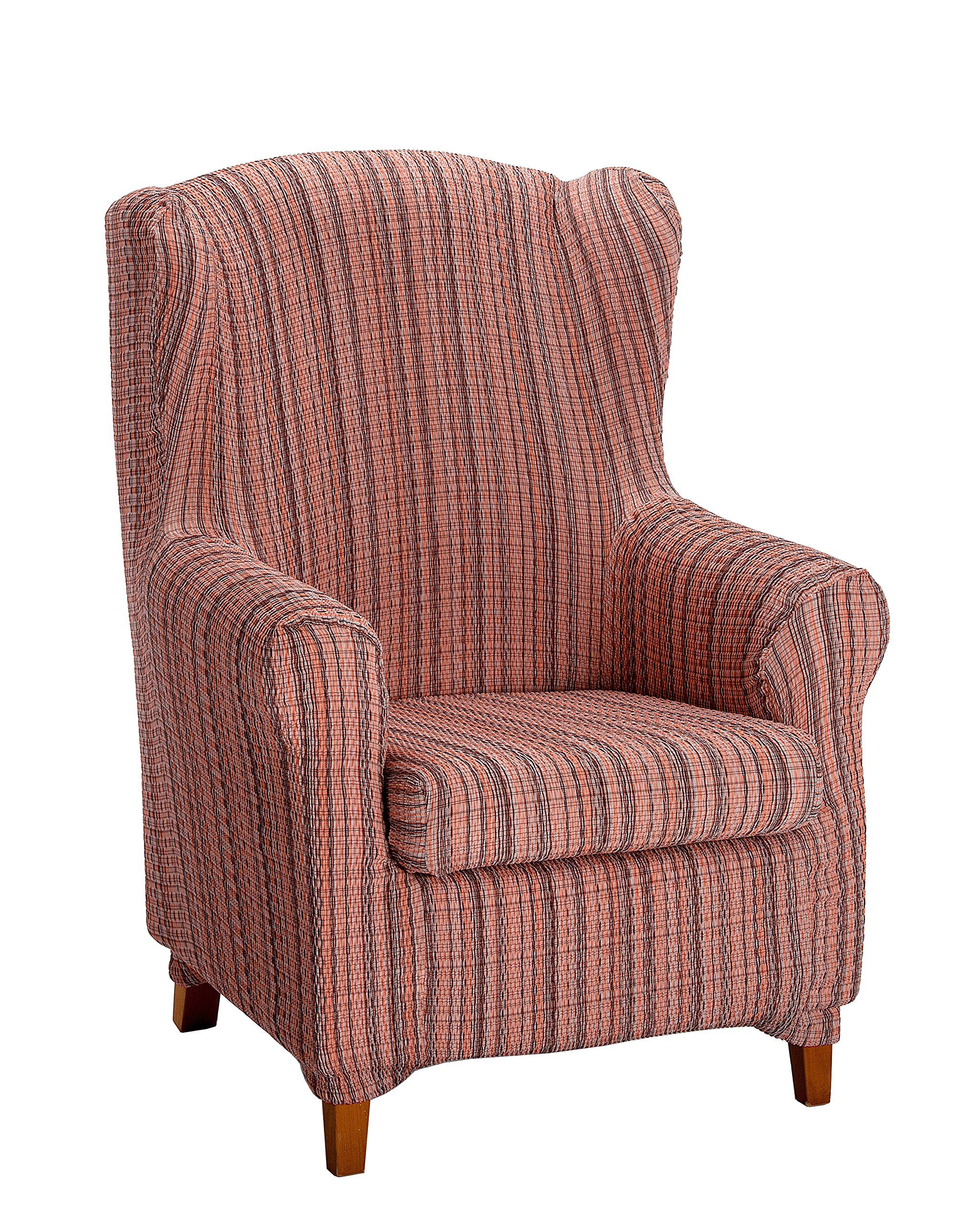 Funda para sillon orejero duplex burdeos con ajuste de dos piezas 1