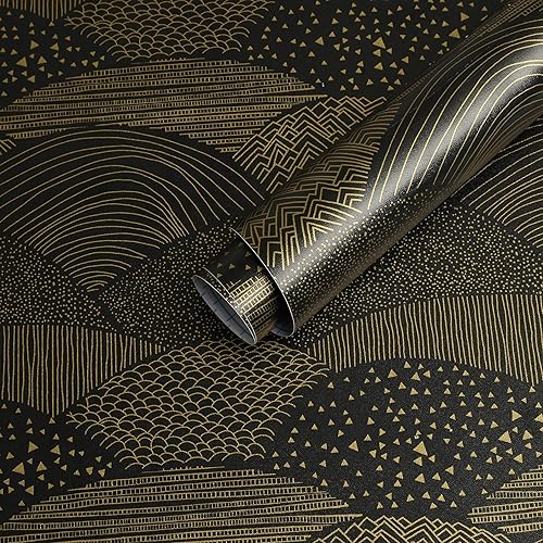 Toduso Papel tapiz autoadhesivo extraíble para decoración de habitación, papel de contacto geométrico con puntoslíneas, 17.3 x 118 pulgadas, papel