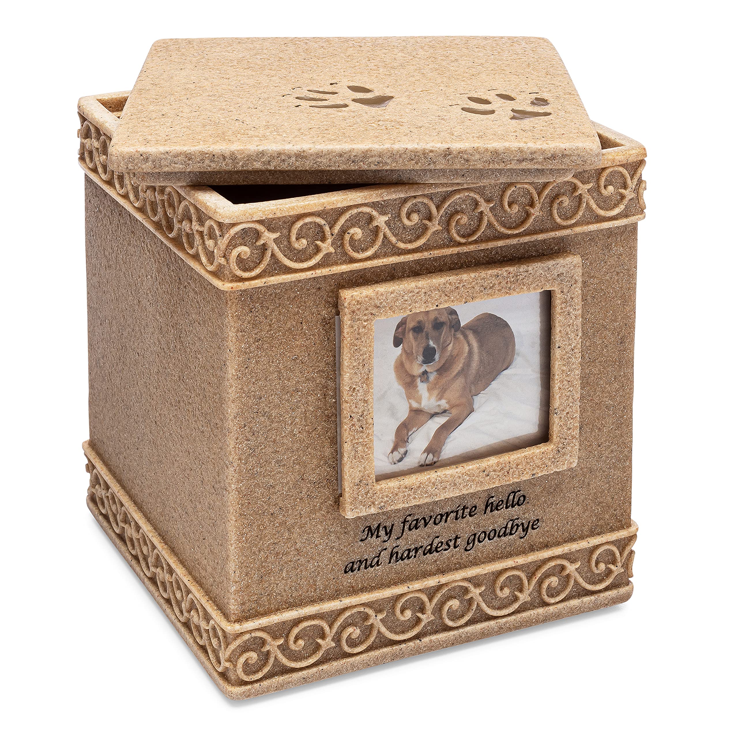 MMP Living Pet Urn Memorial Keepsake (My Favorite Hello- Top Lid)