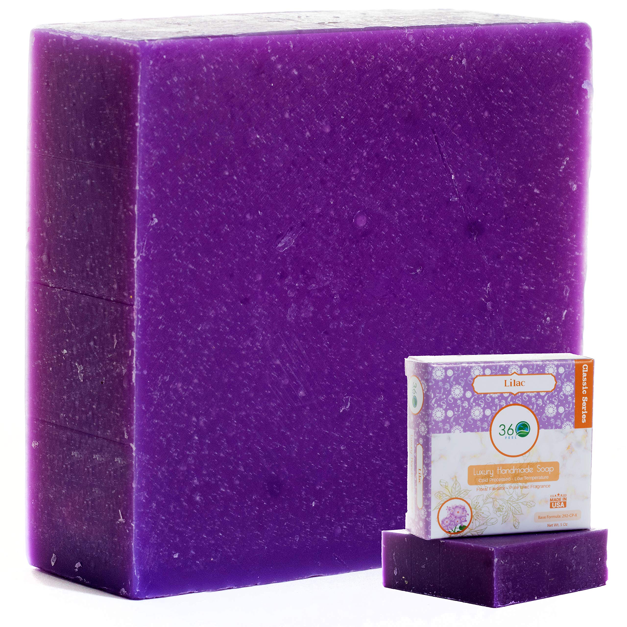 360FeelLilac Soap - Handcrafted Castile Natural Soap Bar with a Floral Scent - Handmade with Essential Oils - An Ideal Gift for Anniversaries, Weddings, and Stockings - Rich Lather - 5 Ounce
