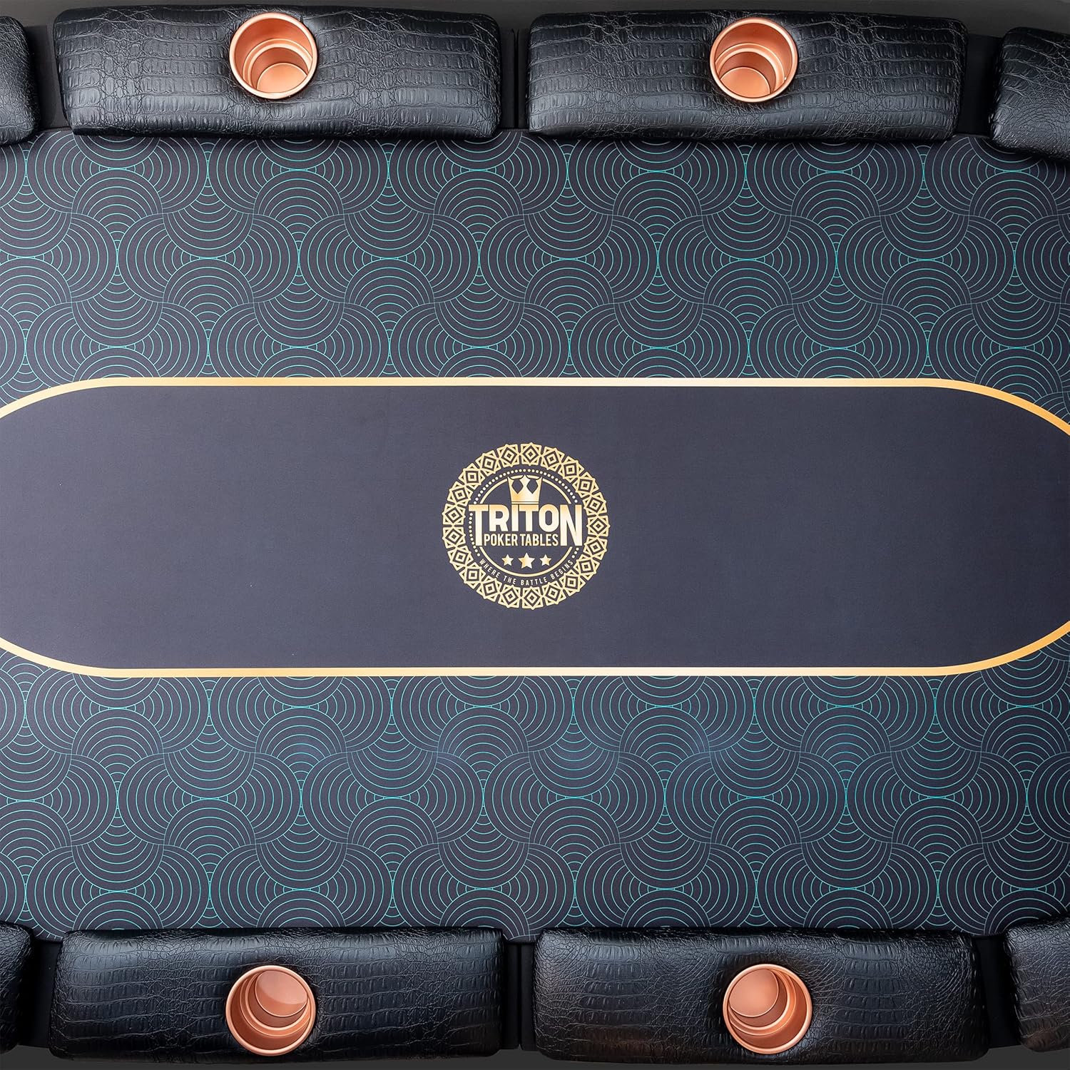 Triton Premium Portable Poker Table Mat 10 Player Blue - Multi-Spandex Fabric Rubber Portable Poker Game Mat with Zippered Oxford Fabric Carry Bag - 80” L x 38” W