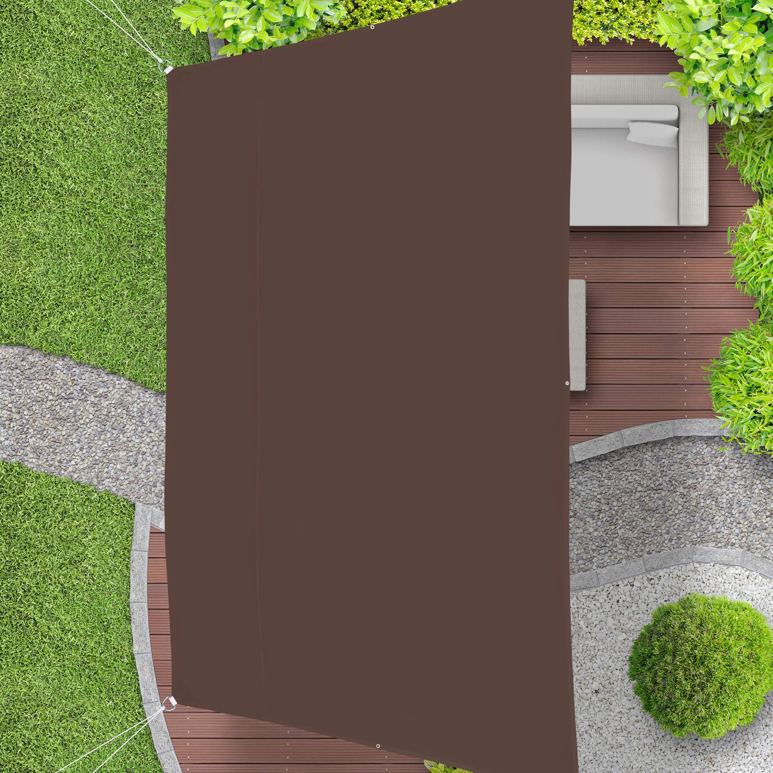 Relaxdays Tenda a Vela Trapezoidale, Idrorepellente, Anti UV, Corde di Supporto, Terrazza, Giardino, 3x5,5x4x4m, Marrone